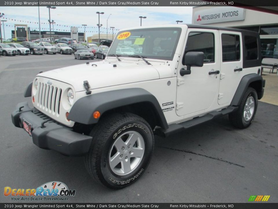 2010 Jeep Wrangler Unlimited Sport 4x4 Stone White / Dark Slate Gray/Medium Slate Gray Photo #3