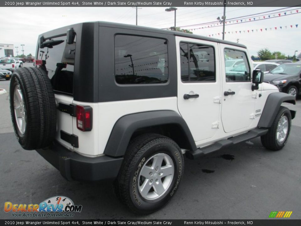 2010 Jeep Wrangler Unlimited Sport 4x4 Stone White / Dark Slate Gray/Medium Slate Gray Photo #7