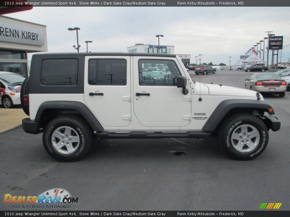 2010 Jeep Wrangler Unlimited Sport 4x4 Stone White / Dark Slate Gray/Medium Slate Gray Photo #8