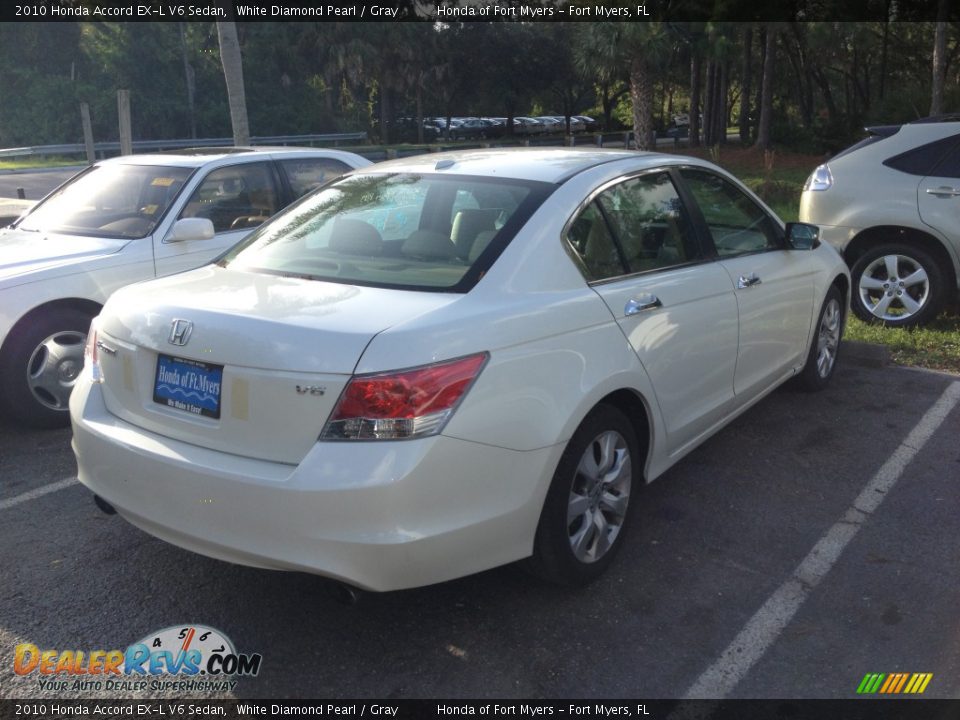 2010 Honda Accord EX-L V6 Sedan White Diamond Pearl / Gray Photo #2