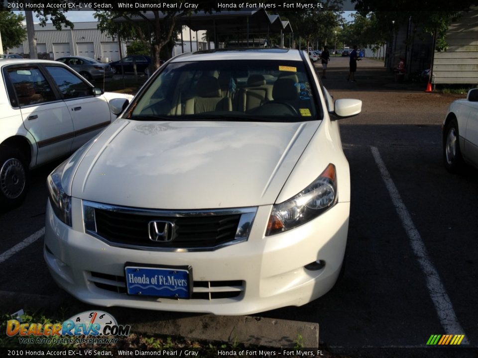 2010 Honda Accord EX-L V6 Sedan White Diamond Pearl / Gray Photo #3
