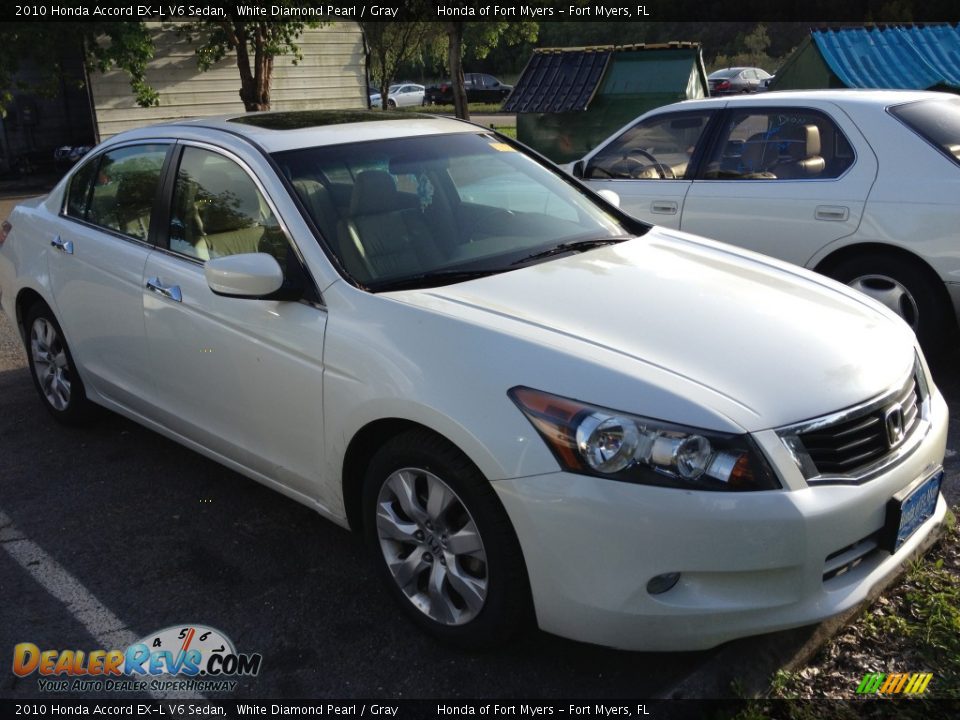2010 Honda Accord EX-L V6 Sedan White Diamond Pearl / Gray Photo #4