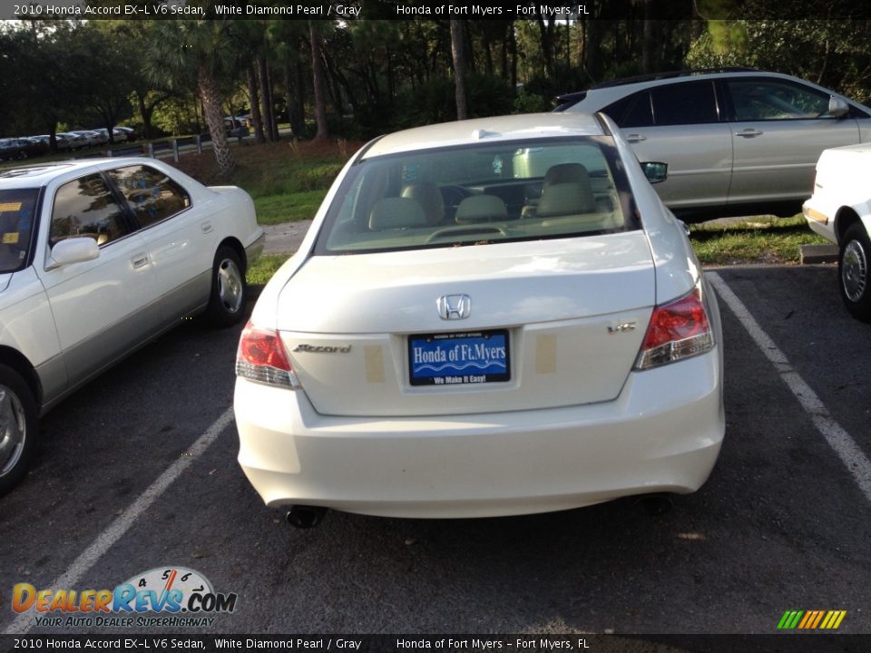 2010 Honda Accord EX-L V6 Sedan White Diamond Pearl / Gray Photo #5