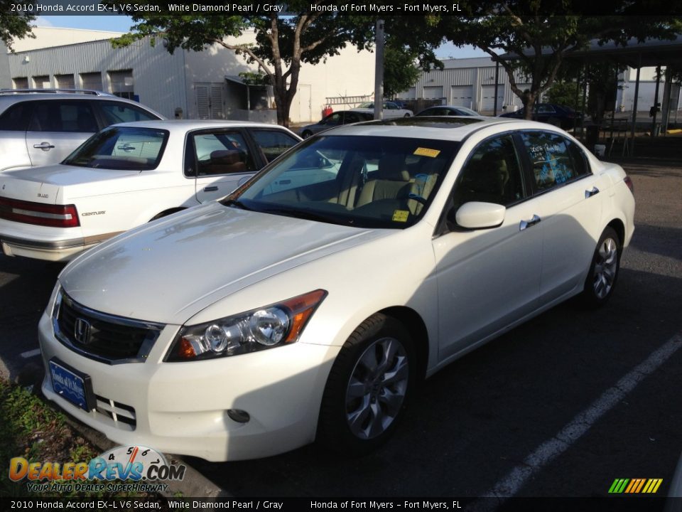 2010 Honda Accord EX-L V6 Sedan White Diamond Pearl / Gray Photo #6