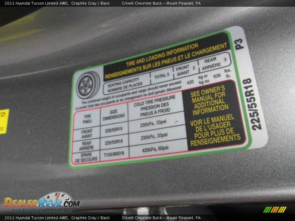 2011 Hyundai Tucson Limited AWD Graphite Gray / Black Photo #32