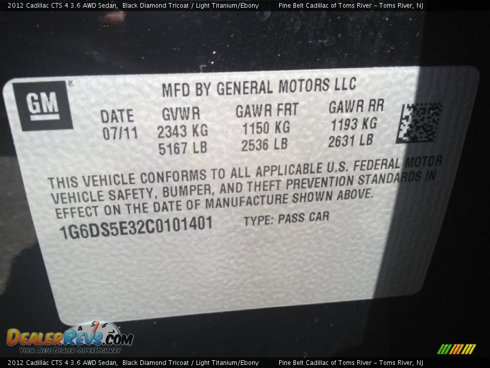 2012 Cadillac CTS 4 3.6 AWD Sedan Black Diamond Tricoat / Light Titanium/Ebony Photo #11