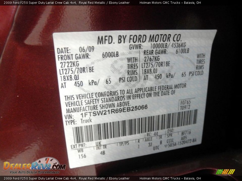 2009 Ford F250 Super Duty Lariat Crew Cab 4x4 Royal Red Metallic / Ebony Leather Photo #7