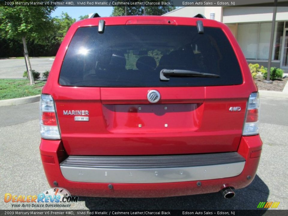 2009 Mercury Mariner V6 Premier 4WD Vivid Red Metallic / Cashmere Leather/Charcoal Black Photo #6