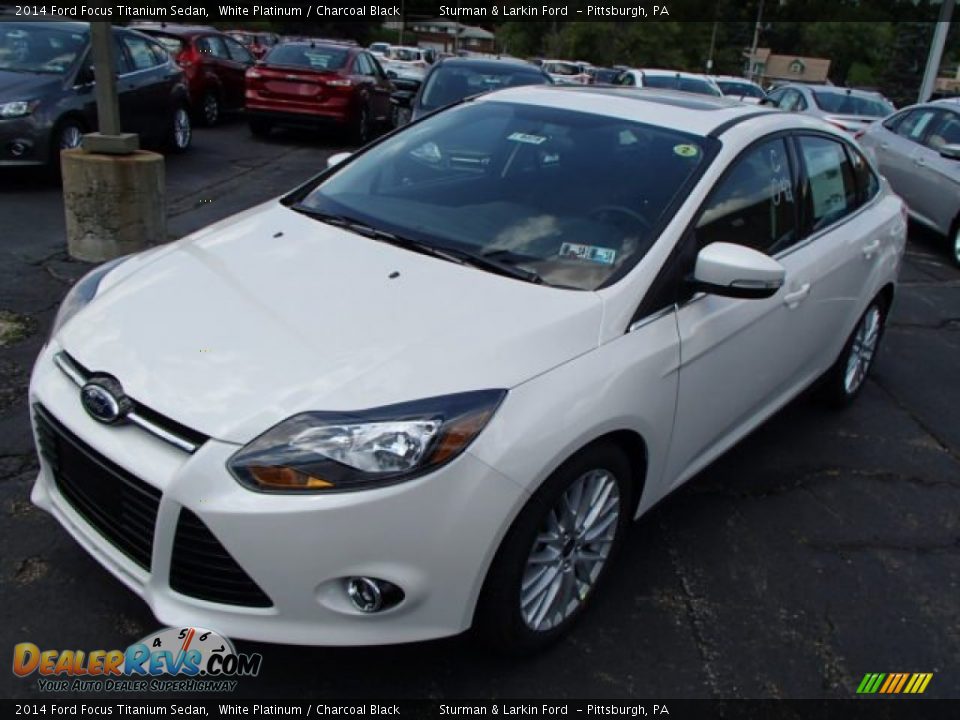 2014 Ford Focus Titanium Sedan White Platinum / Charcoal Black Photo #3