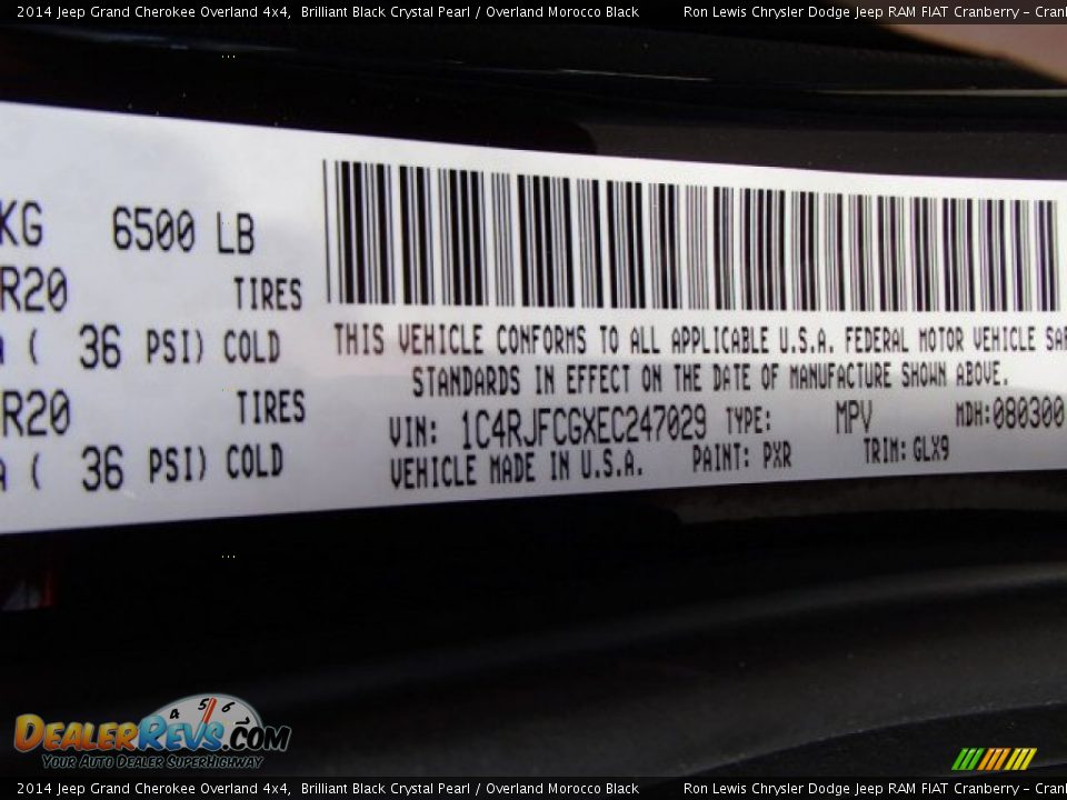 2014 Jeep Grand Cherokee Overland 4x4 Brilliant Black Crystal Pearl / Overland Morocco Black Photo #20