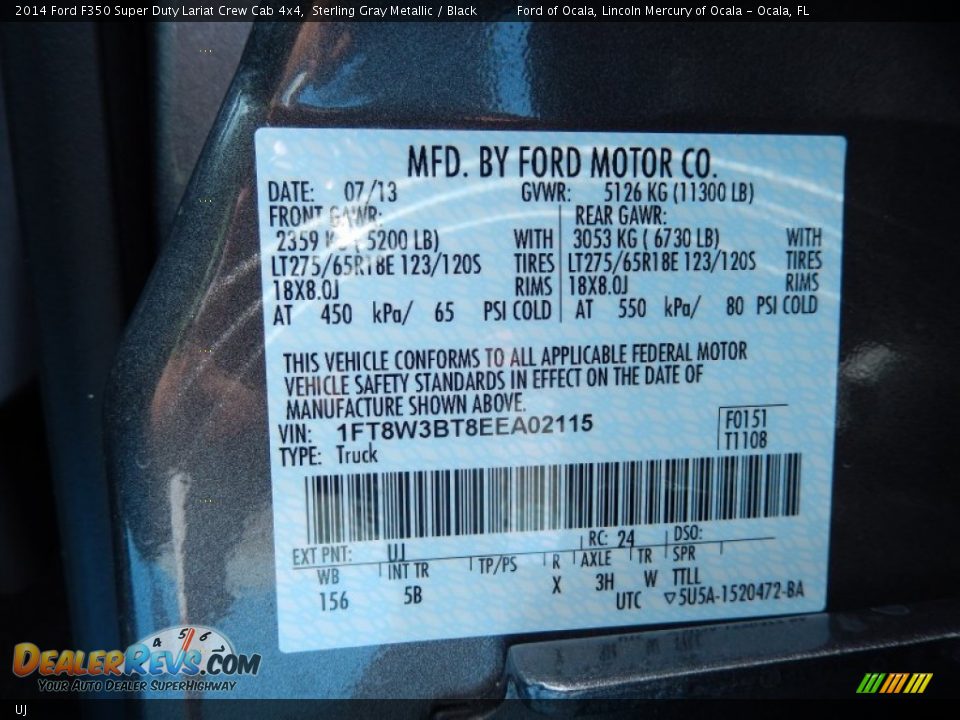 Ford Color Code UJ Sterling Gray Metallic