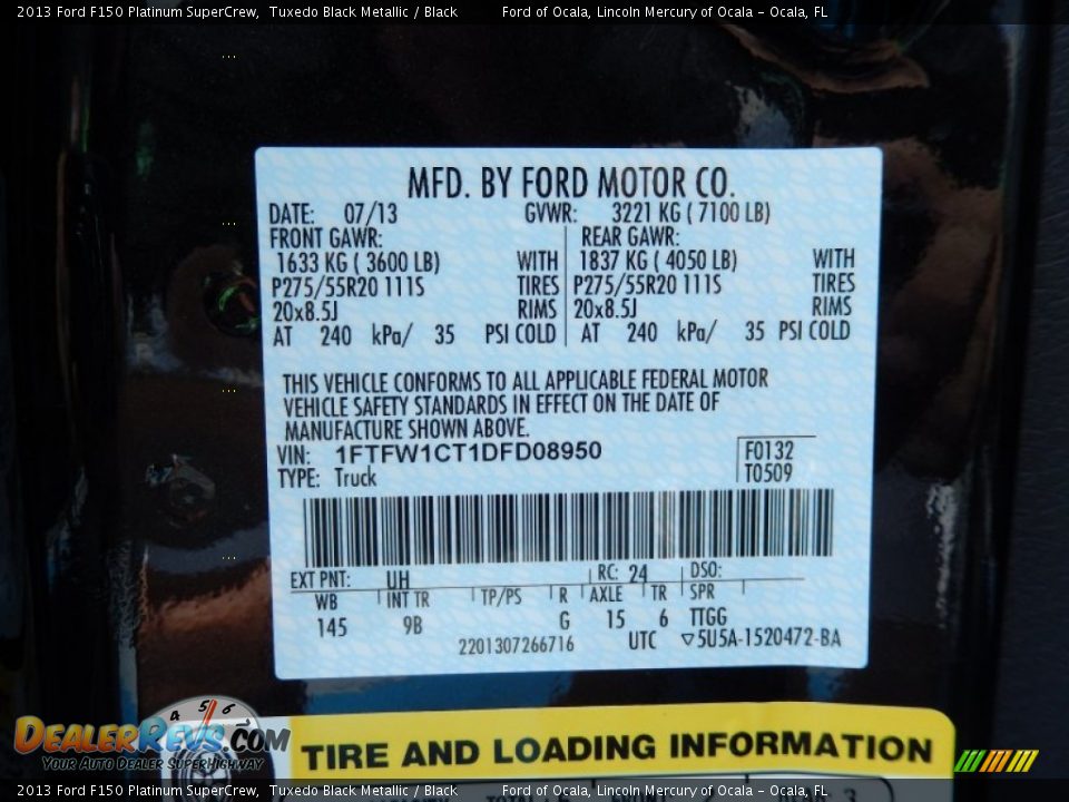 2013 Ford F150 Platinum SuperCrew Tuxedo Black Metallic / Black Photo #12