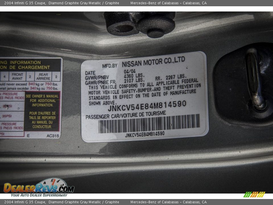 2004 Infiniti G 35 Coupe Diamond Graphite Gray Metallic / Graphite Photo #19