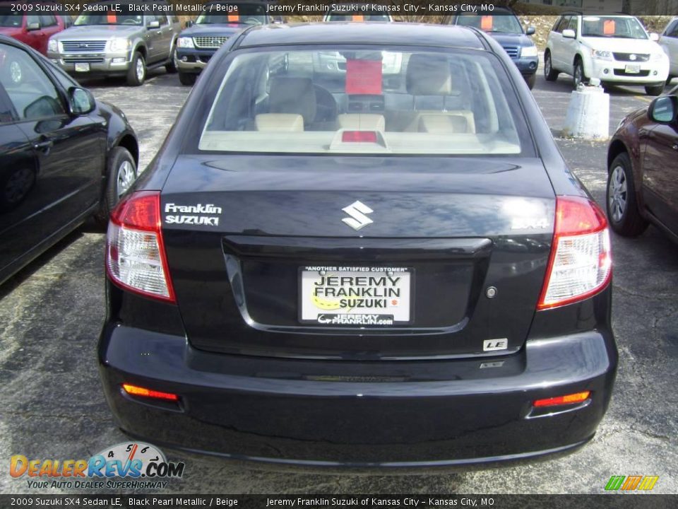 2009 Suzuki SX4 Sedan LE Black Pearl Metallic / Beige Photo #3