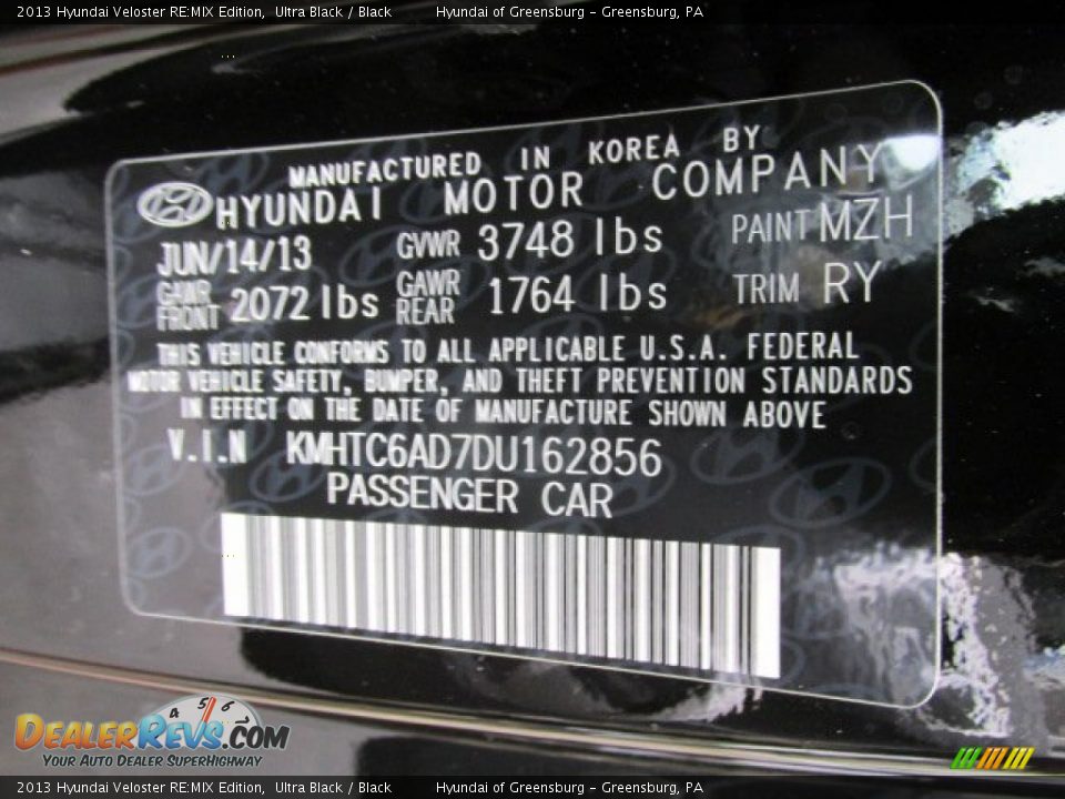 2013 Hyundai Veloster RE:MIX Edition Ultra Black / Black Photo #15