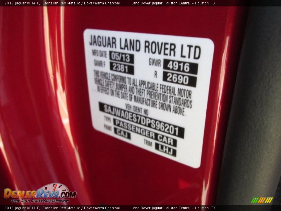 2013 Jaguar XF I4 T Carnelian Red Metallic / Dove/Warm Charcoal Photo #19