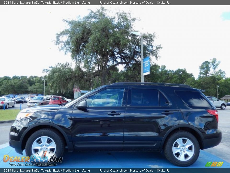 2014 Ford Explorer FWD Tuxedo Black / Medium Light Stone Photo #2