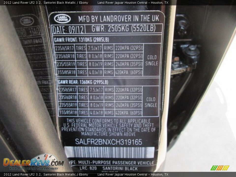 2012 Land Rover LR2 3.2 Santorini Black Metallic / Ebony Photo #20