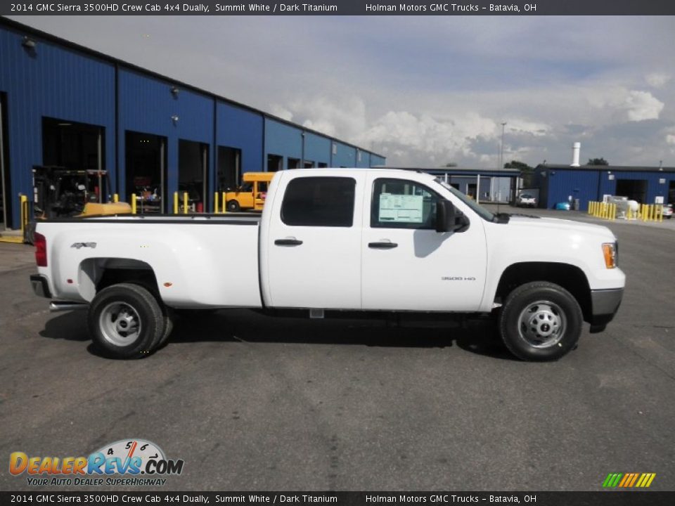 2014 GMC Sierra 3500HD Crew Cab 4x4 Dually Summit White / Dark Titanium Photo #1