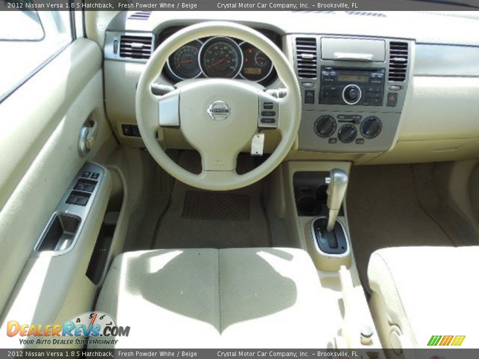 2012 Nissan Versa 1.8 S Hatchback Fresh Powder White / Beige Photo #6