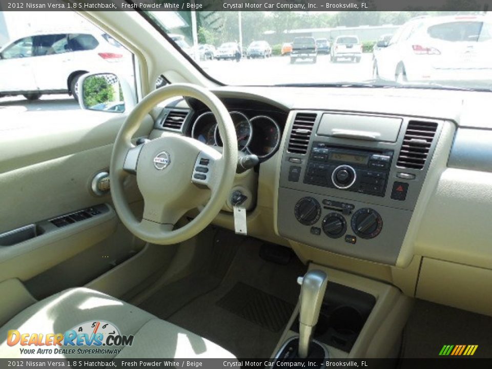 2012 Nissan Versa 1.8 S Hatchback Fresh Powder White / Beige Photo #12