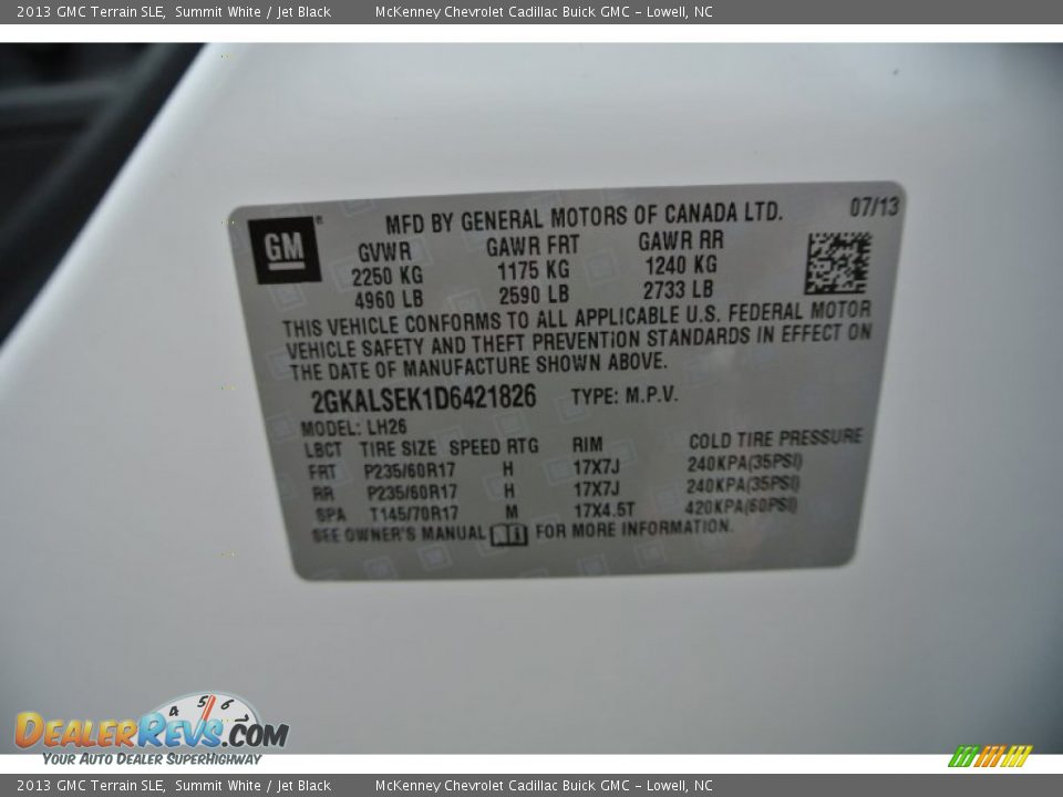 2013 GMC Terrain SLE Summit White / Jet Black Photo #9