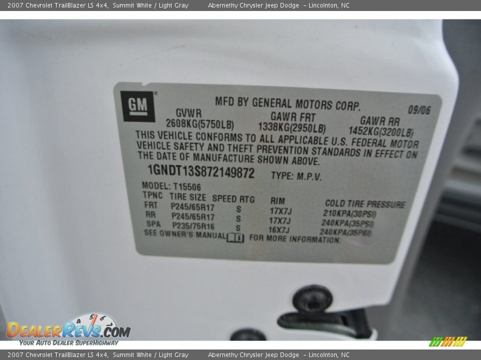 2007 Chevrolet TrailBlazer LS 4x4 Summit White / Light Gray Photo #6