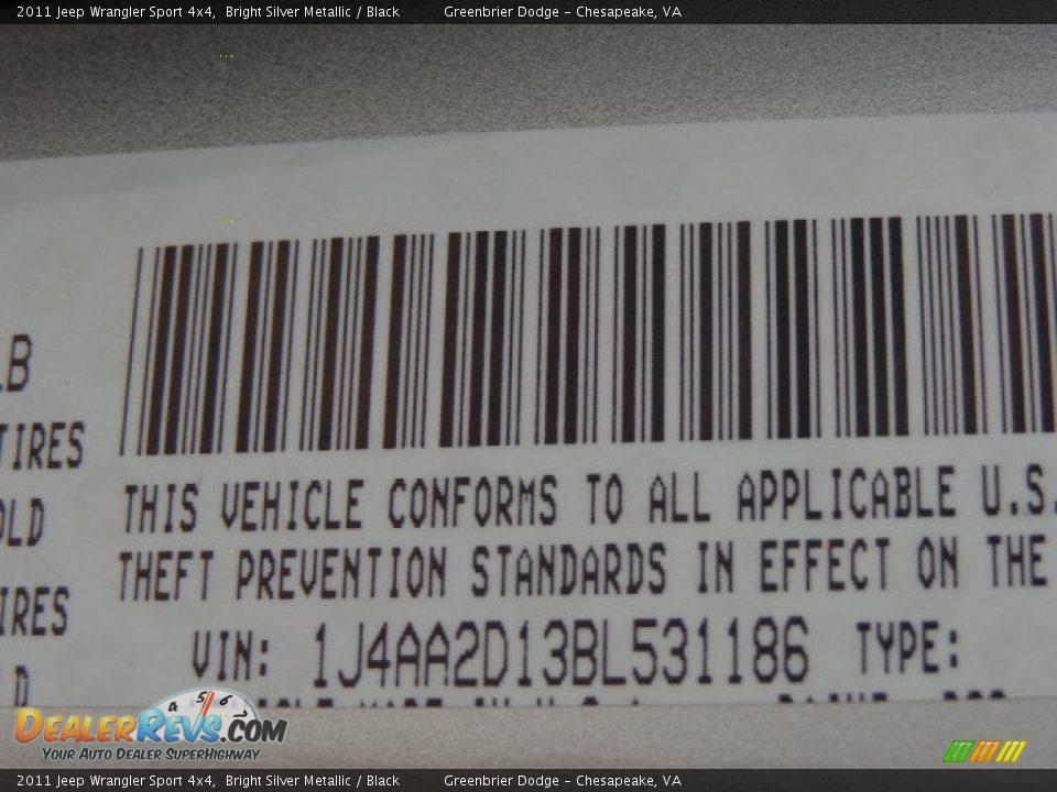 2011 Jeep Wrangler Sport 4x4 Bright Silver Metallic / Black Photo #28