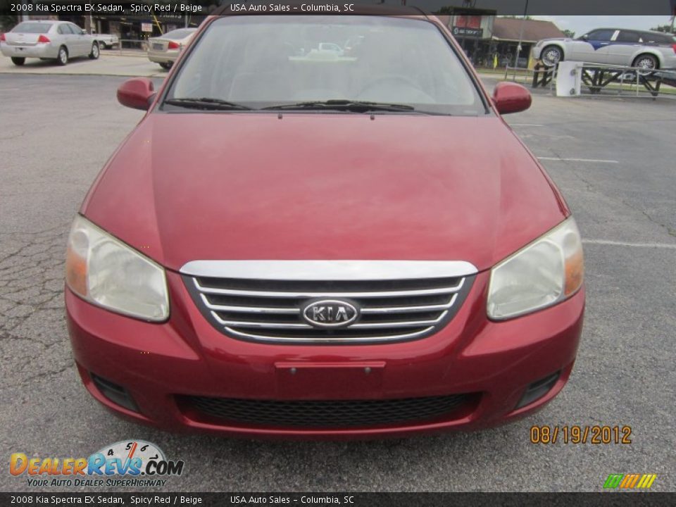 2008 Kia Spectra EX Sedan Spicy Red / Beige Photo #1