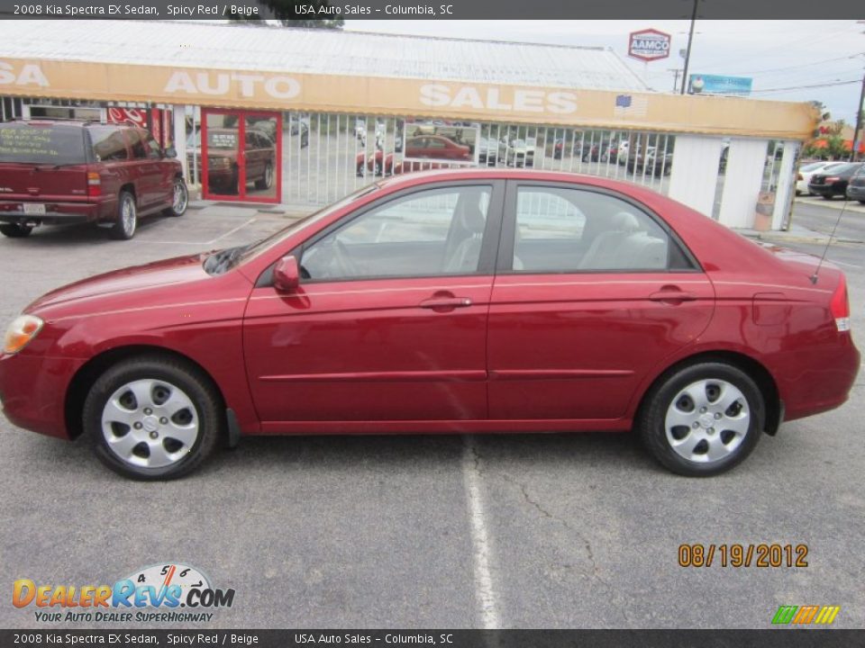 2008 Kia Spectra EX Sedan Spicy Red / Beige Photo #2
