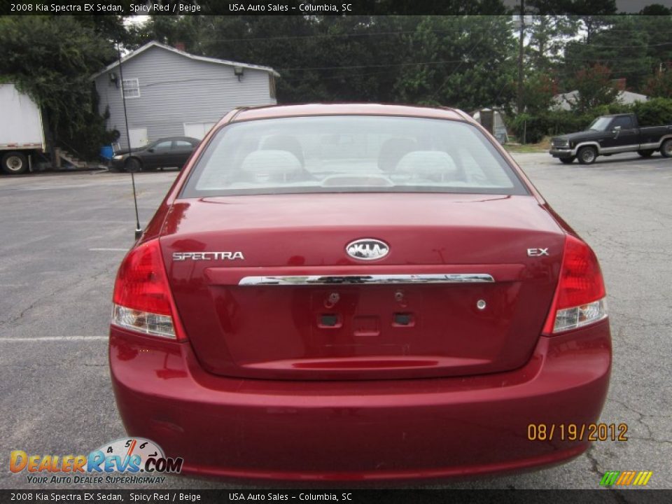 2008 Kia Spectra EX Sedan Spicy Red / Beige Photo #3