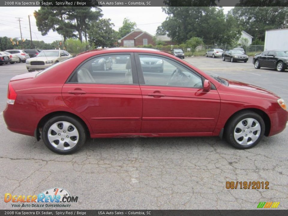 2008 Kia Spectra EX Sedan Spicy Red / Beige Photo #4