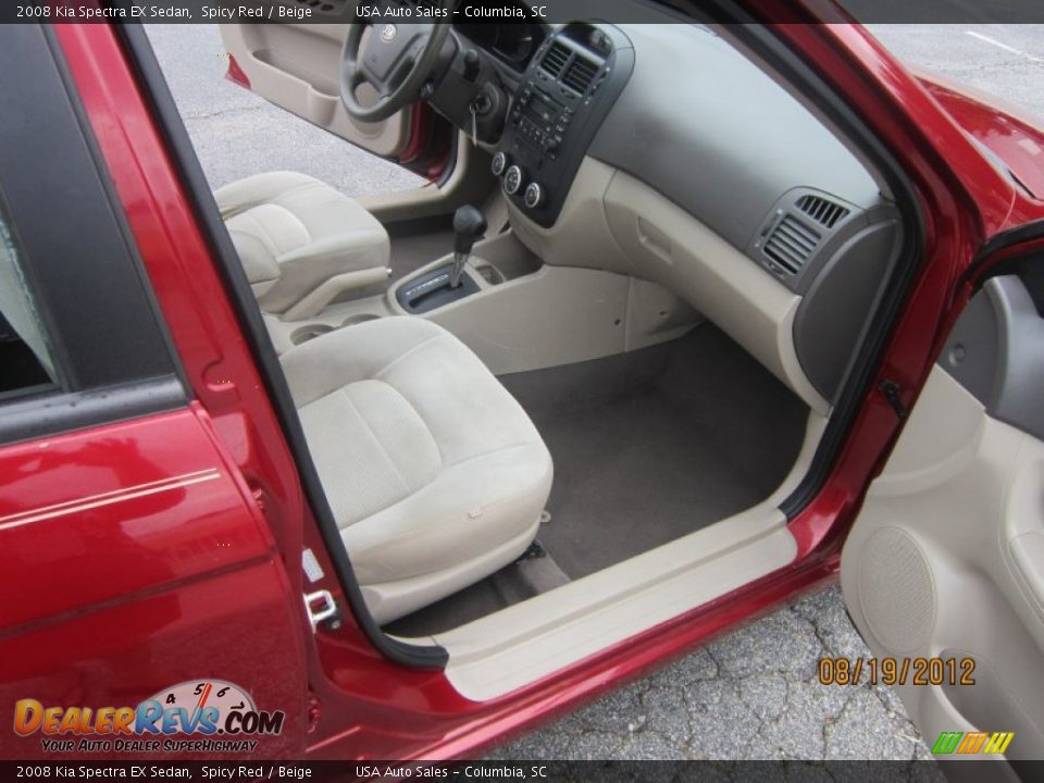 2008 Kia Spectra EX Sedan Spicy Red / Beige Photo #13