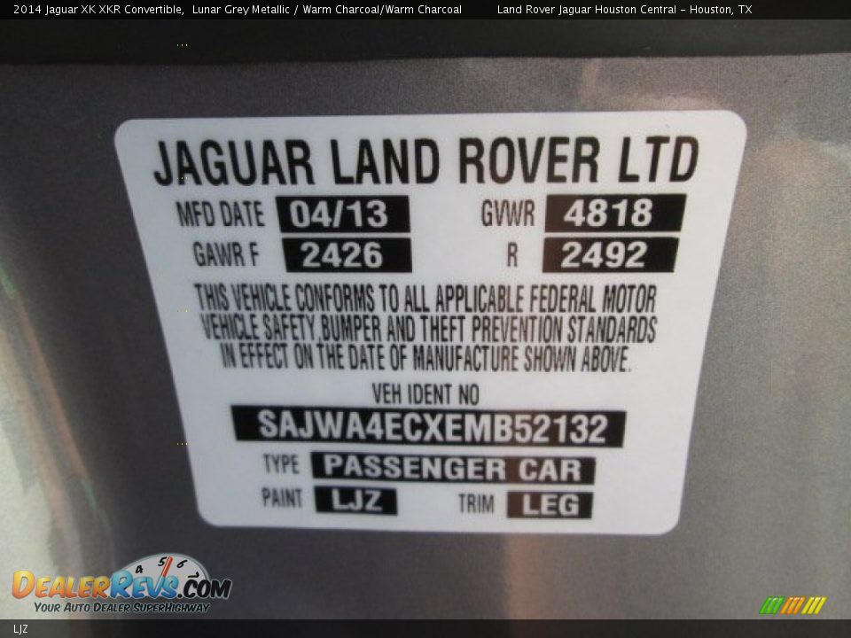 Jaguar Color Code LJZ Lunar Grey Metallic