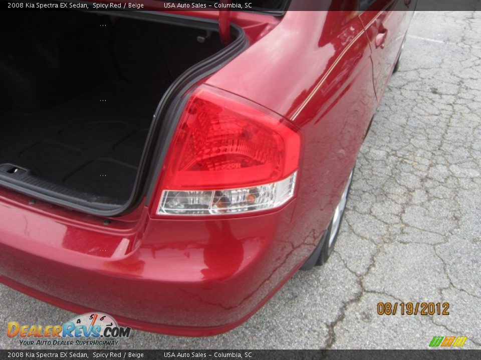 2008 Kia Spectra EX Sedan Spicy Red / Beige Photo #21