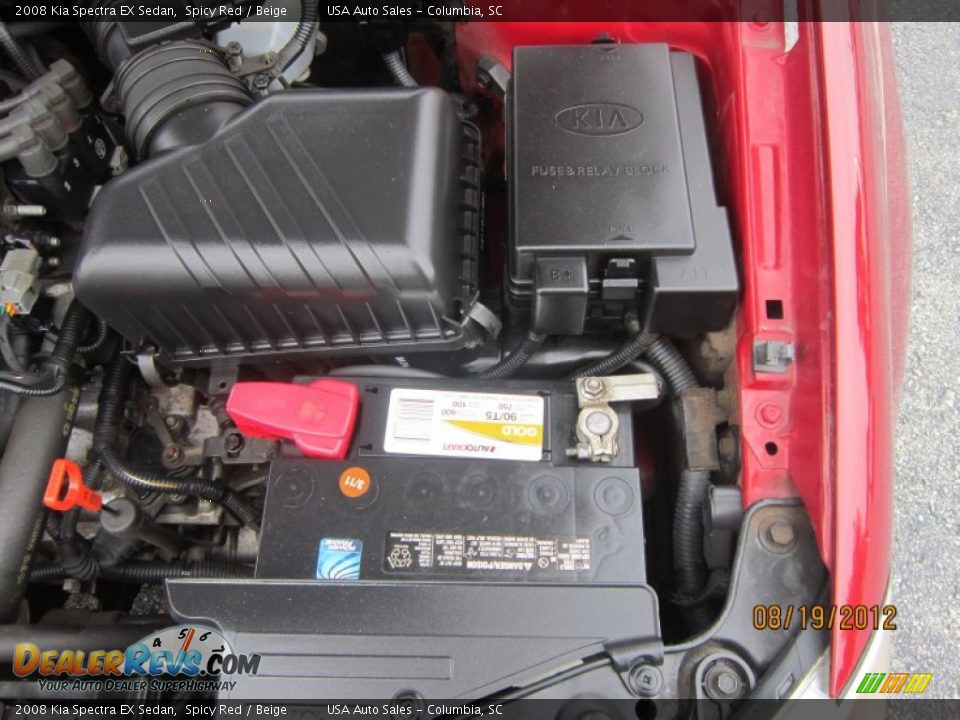 2008 Kia Spectra EX Sedan Spicy Red / Beige Photo #23
