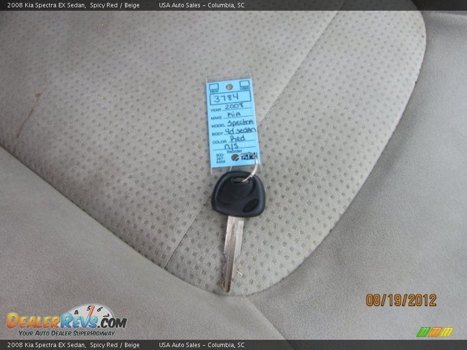 2008 Kia Spectra EX Sedan Spicy Red / Beige Photo #25