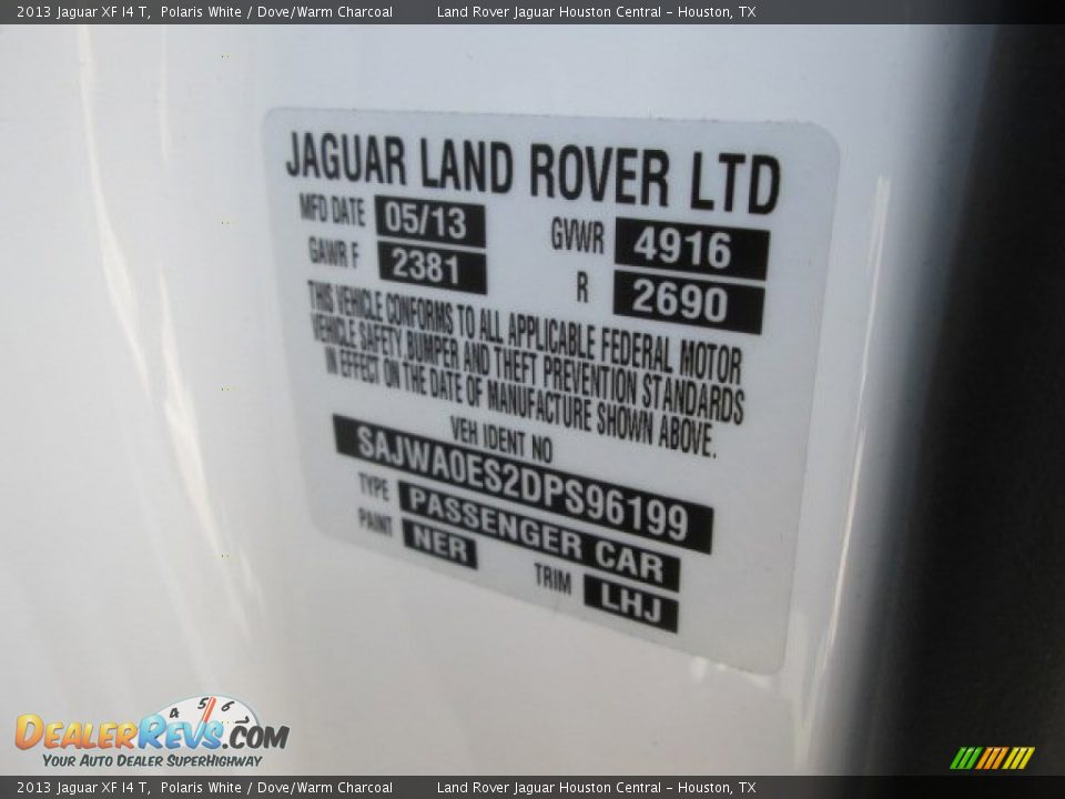 2013 Jaguar XF I4 T Polaris White / Dove/Warm Charcoal Photo #19