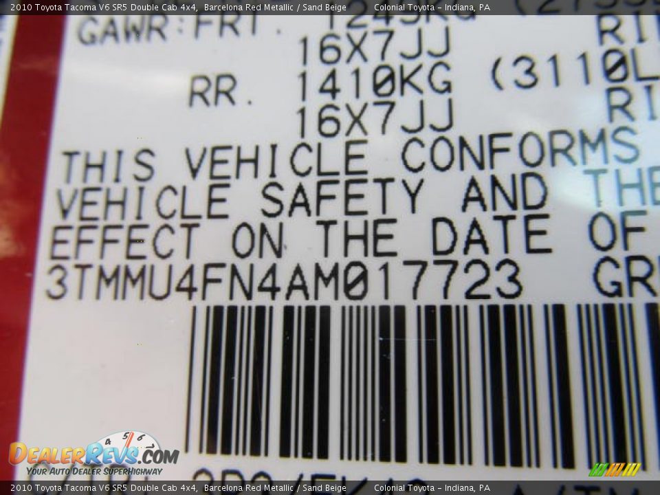 2010 Toyota Tacoma V6 SR5 Double Cab 4x4 Barcelona Red Metallic / Sand Beige Photo #19