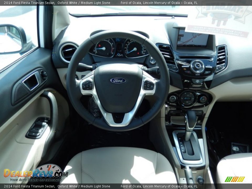 2014 Ford Fiesta Titanium Sedan Oxford White / Medium Light Stone Photo #8