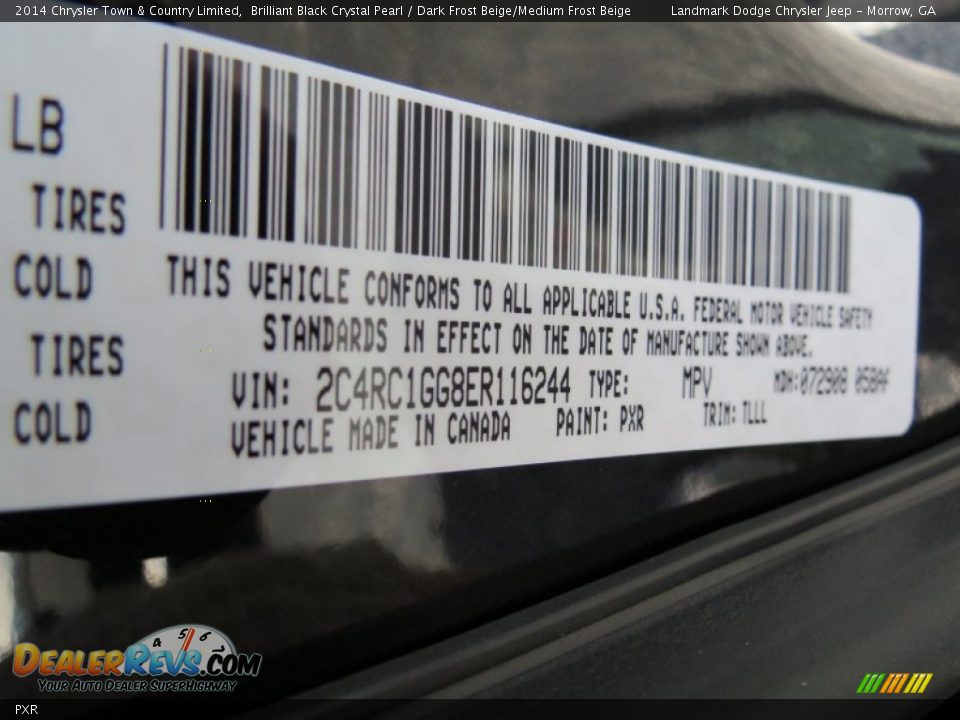 Chrysler Color Code PXR Brilliant Black Crystal Pearl