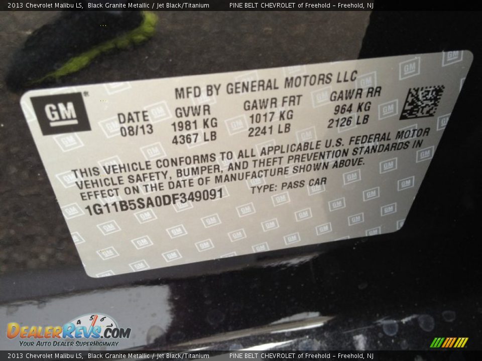 2013 Chevrolet Malibu LS Black Granite Metallic / Jet Black/Titanium Photo #9