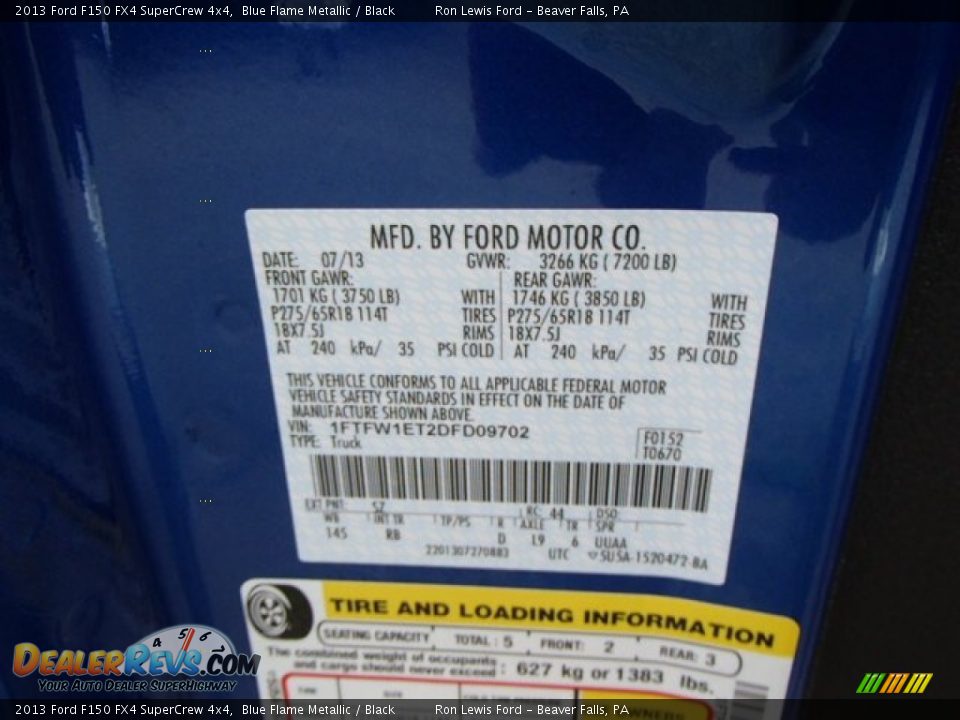 2013 Ford F150 FX4 SuperCrew 4x4 Blue Flame Metallic / Black Photo #20