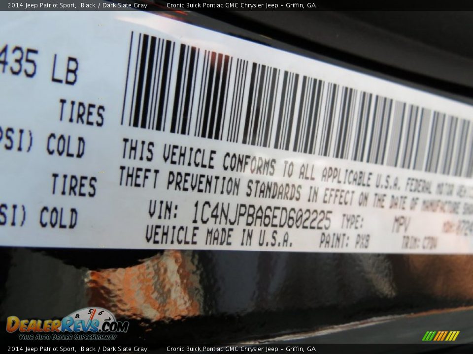 2014 Jeep Patriot Sport Black / Dark Slate Gray Photo #18