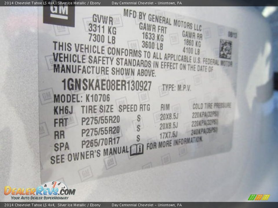 2014 Chevrolet Tahoe LS 4x4 Silver Ice Metallic / Ebony Photo #19