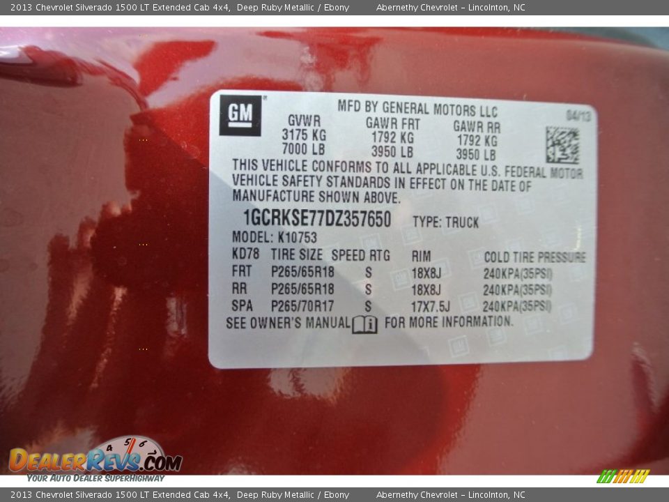 2013 Chevrolet Silverado 1500 LT Extended Cab 4x4 Deep Ruby Metallic / Ebony Photo #7