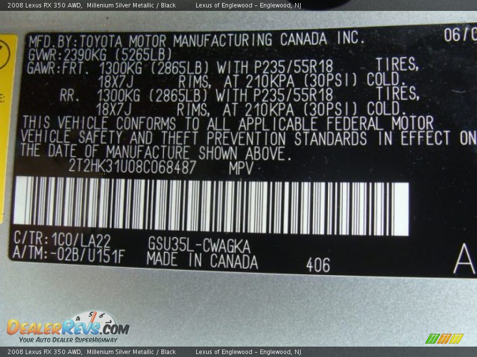 2008 Lexus RX 350 AWD Millenium Silver Metallic / Black Photo #25