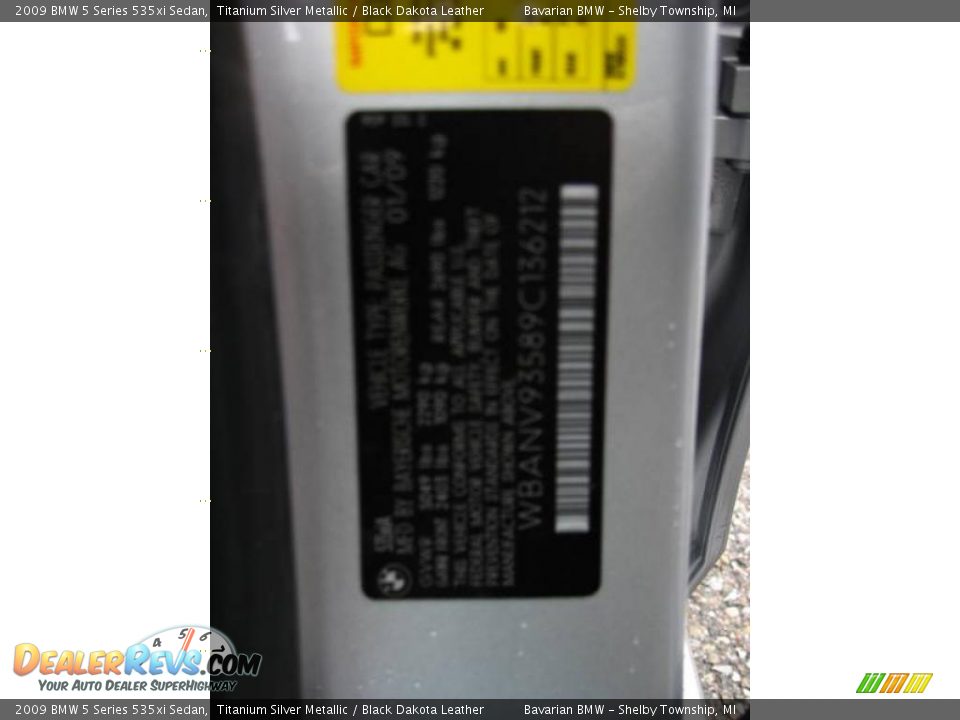 2009 BMW 5 Series 535xi Sedan Titanium Silver Metallic / Black Dakota Leather Photo #12