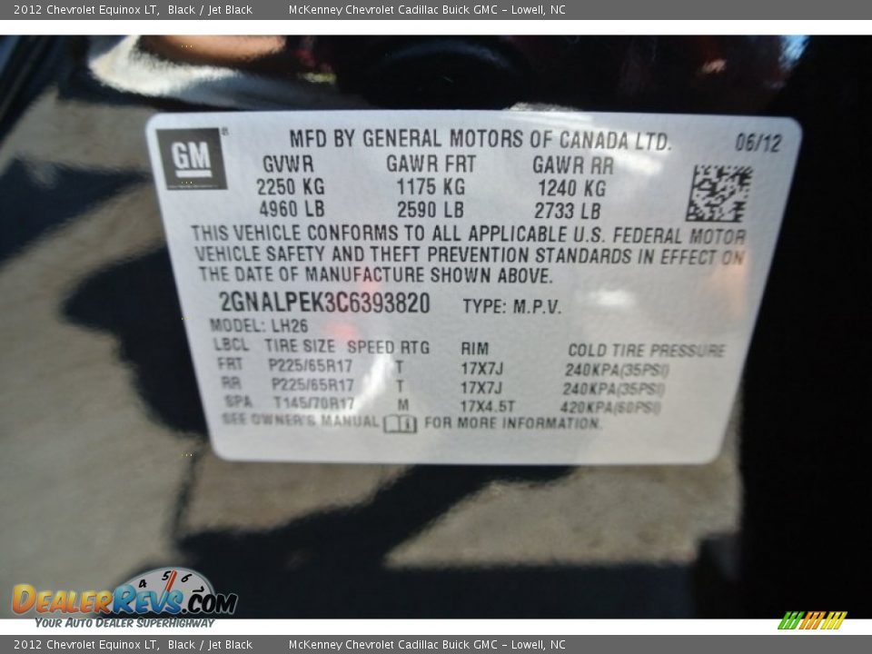 2012 Chevrolet Equinox LT Black / Jet Black Photo #7