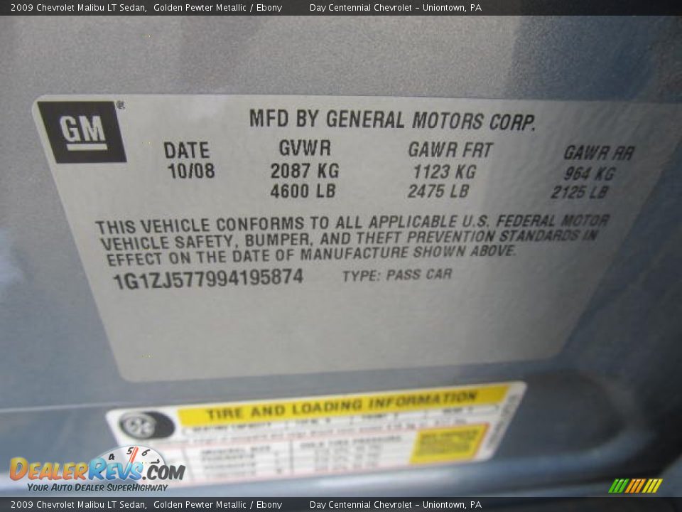 2009 Chevrolet Malibu LT Sedan Golden Pewter Metallic / Ebony Photo #19